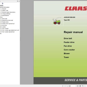 Claas JAGUAR 900-830 Forage Harvesters Type 493 Repair Manual 00029466211 2007
