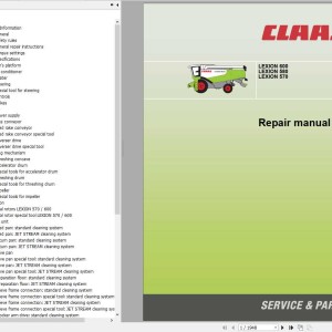Claas LEXION 600 LEXION 580 LEXION 570 Repair Manual 0002931090 2007