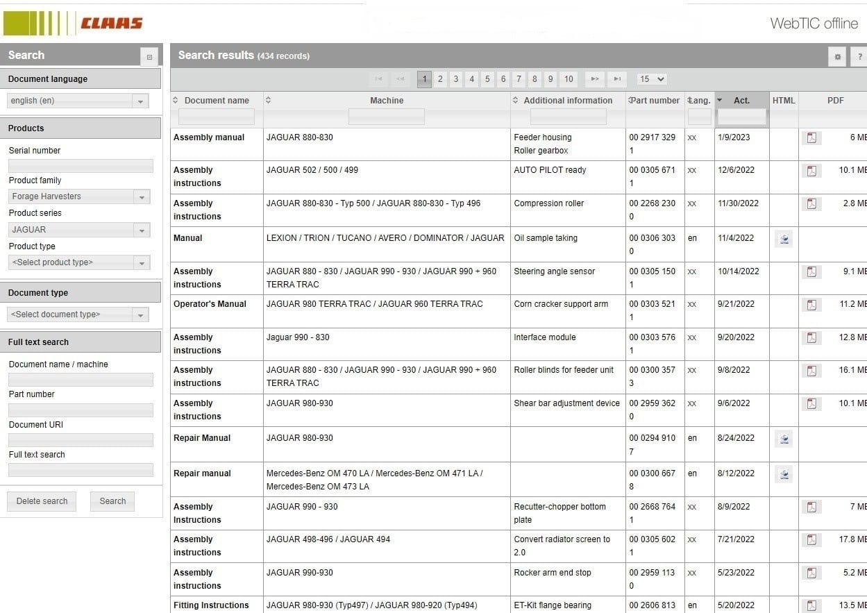 CLAAS WebTIC Offline EN 03.2026 Operator Schematic Repair Technical Documentation (2)
