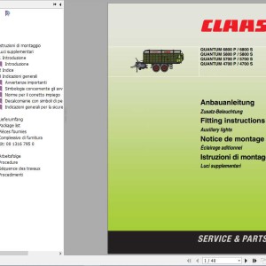 Claas Loader Wagons QUANTUM 6800 5800 5700 4700 P(S) Fitting Instruction