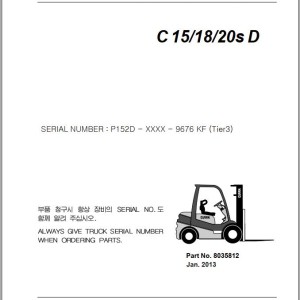 Clark C15/18/20s D (Tier 3) Parts Manual 8035812