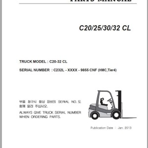 Clark C20/25/30/32 CL 9855 CNF (HMC Tier 4) Parts Manual