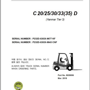 Clark C20/25/30/33(35) D (Yanmar Tier 3) Parts Manual 8039006