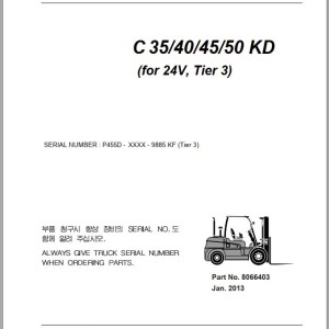 Clark C35/40/45/50 KD (for 24V Tier 3) Parts Manual 8066403