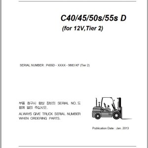 Clark C40/45/50s/55s D (for 12V Tier 2) Parts Manual