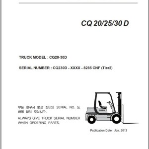 Clark CQ20/25/30 D (Tier 2) Parts Manual