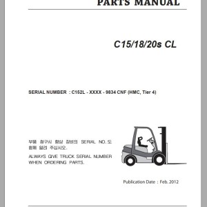 Clark C 15 18 20s CL C152L C152L 9834 CNF Parts Manual
