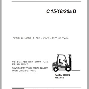 Clark C 15 18 20s D P152D P152D 9676 KF Parts Manual 8035812