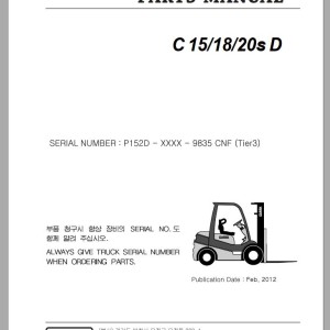 Clark C 15 18 20s D P152D 9835 CNF Parts Manual