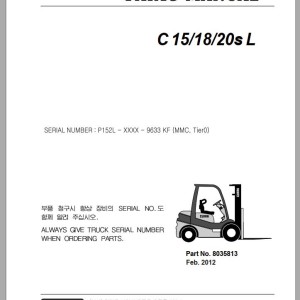 Clark C 15 18 20s L P152L 9633 CNF Parts Manual 8035813