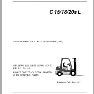 Clark C 15 18 20s L P152L P152L 9830 CNF Parts Manual
