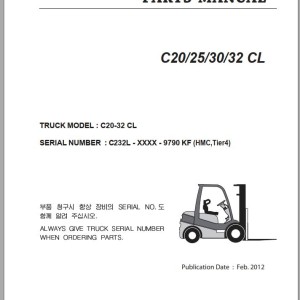 Clark C 20 25 30 32 CL C232L 9790 KF Parts Manual