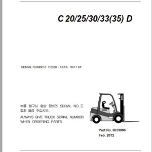 Clark C 20 25 30 33 35 D P232D 9677 KF Parts Manual 8039006