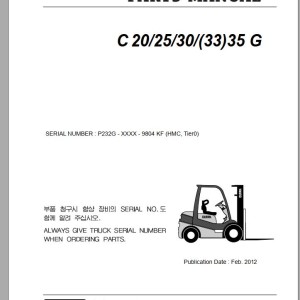 Clark C 20 25 30 33 35 G P232G 9804 KF Parts Manual