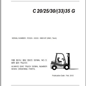 Clark C 20 25 30 33 35 G P232G 9805 KF Parts Manual