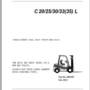 Clark C 20 25 30 33 35 L P232L 9780 KF Parts Manual 8087557