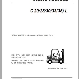 Clark C 20 25 30 33 35 L P232L 9838 CNF Parts Manual