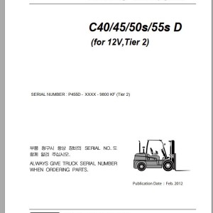 Clark C 40 45 50s 55s D P455D 9800 KF Parts Manual