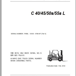 Clark C 40 45 50s 55s L P455L 9784 KF Parts Manual
