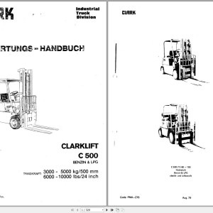 Clark C 500 GEF 067 Maintenance Manual PMA-276