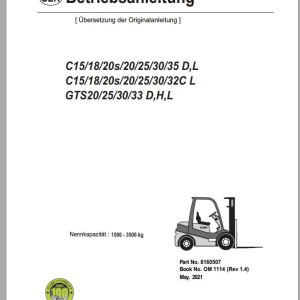 Clark C15 - C32 D L C GTS20 - GTS33 D H L Operator Manual 8160507 OM 1114