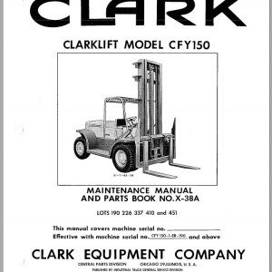 Clark CFY 150 Lots 190 226 337 410 451 Maintenance and Parts Manual