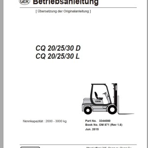 Clark CQ 20 25 30 D L Operator Manual 3344080 OM 871