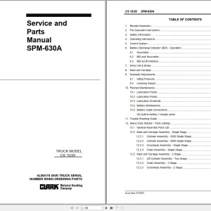 Clark CS 15 20 Service and Parts Manual SPM-630A