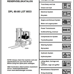 Clark DPL 60 - 80 8033 Parts Manual 990520