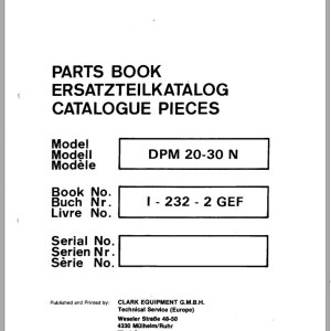 Clark DPM 20 - 30 N Parts Manual I-232-2 GEF