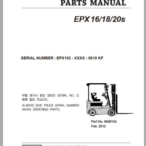 Clark EPX 16 18 20s EPX162 9818 KF Parts Manual 8040124