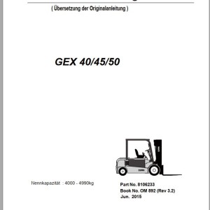 Clark GEX 40 45 50 Operator Manual 8106233 OM 892