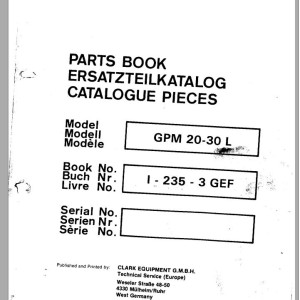 Clark GPM 20 - 30 L Parts Manual I-235-3 GEF