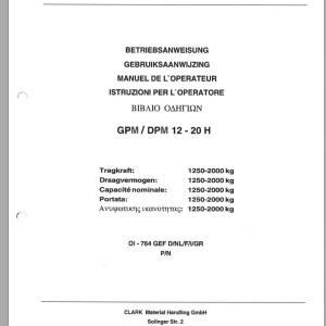 Clark GPM DPM 12 - 20 H GEF 9116 9117 Operator Manual OI-764 GEF