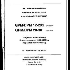 Clark GPM DPM 12 20S 20 30 6695 6970 Operator Manual OI-723 GEF