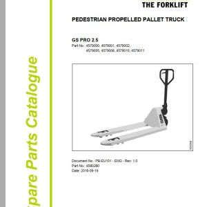 Clark GS PRO 2.5 4579000 - 4579011 Parts Manual 4580280 PB-EU101