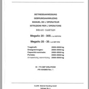 Clark MegaAc 20 - 35 GEF 6762 Operator Manual 4343859 OI-773 GEF