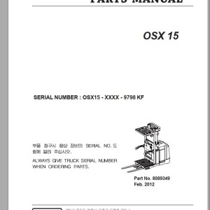 Clark OSX 15 OSX15 9798 KF Parts Manual 8089349