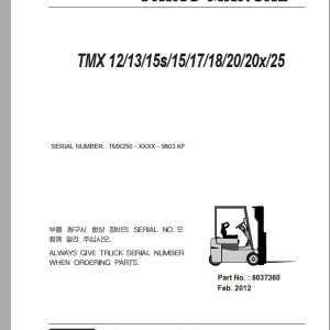 Clark TMX 12 13 15s 15 17 18 20 20x 25 TMX250 9803 KF Parts Manual 8037360