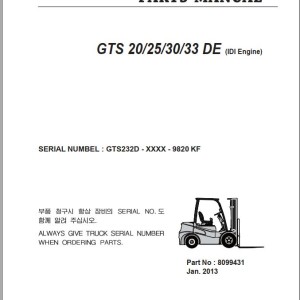 Clark GTS20/25/30/33 DE (IDI Engine) Parts Manual 8099431