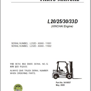 Clark L20/25/30/33D (XINCHAI Engine) Parts Manual 3418537