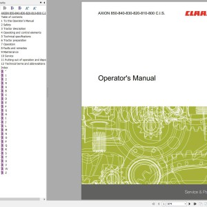 CLAAS AXION 850-810 A40 Operators Assembly Technical Repair Manual