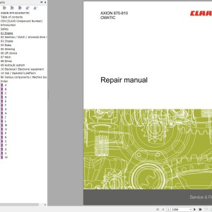 CLAAS AXION 850-810 CMATIC A41 Operators Assembly Technical Repair Manual