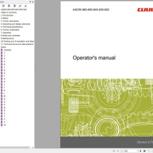CLAAS AXION 960-920 A44 Operators Assembly Technical Repair Manual