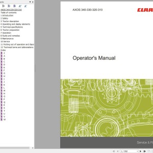 CLAAS AXOS 340-310 B22 Operators Assembly Technical Repair Manual