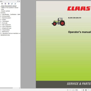 CLAAS ELIOS 200 A28 Operators Assembly Technical Repair Manual