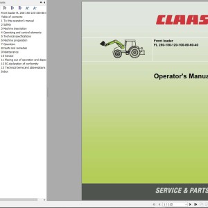 CLAAS FRONT LOADER 250-40 B91 Assembly Operators Technical Manual