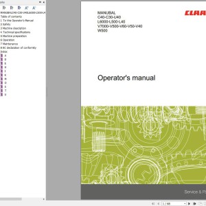 CLAAS FRONT LOADER 80 120 X04 Assembly Operators Technical Manual