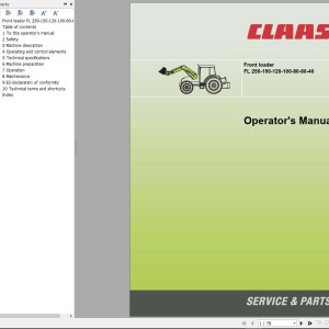 CLAAS FRONT LOADER B98 Assembly Operators Technical Manual