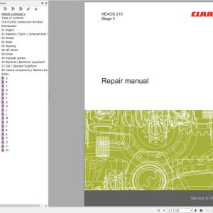 CLAAS NEXOS 260-210 S Stage V A65 Operators Assembly Technical Repair Manual